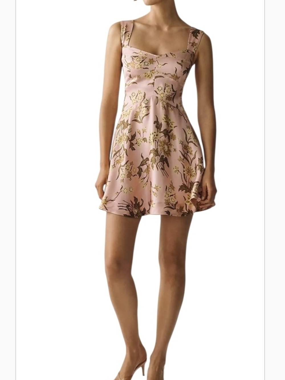 Maeve, Anthropologie Pink Floral Satin Jocelyn Sleeveless Slip Mini Dress Large